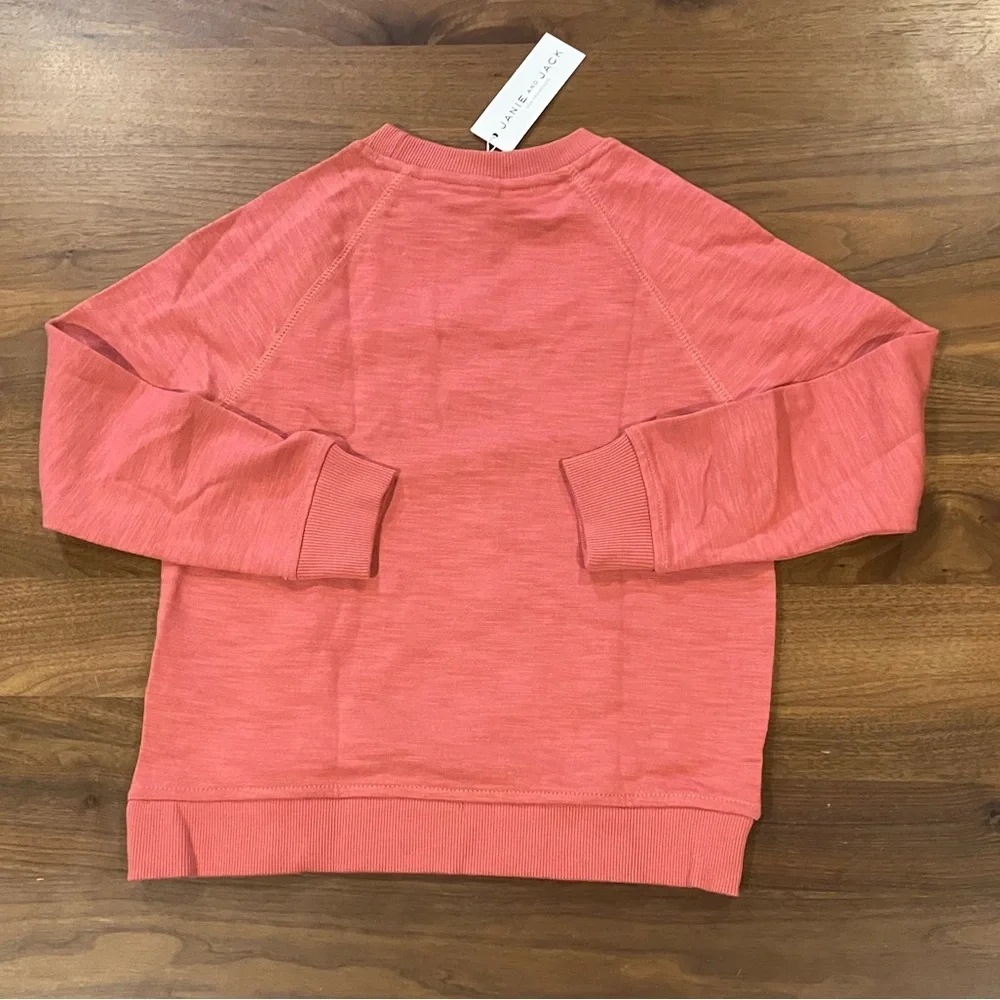Janie and Jack Coral Slub French Terry Crew Neck Crewneck Sweatshirt - Picture 6 of 7